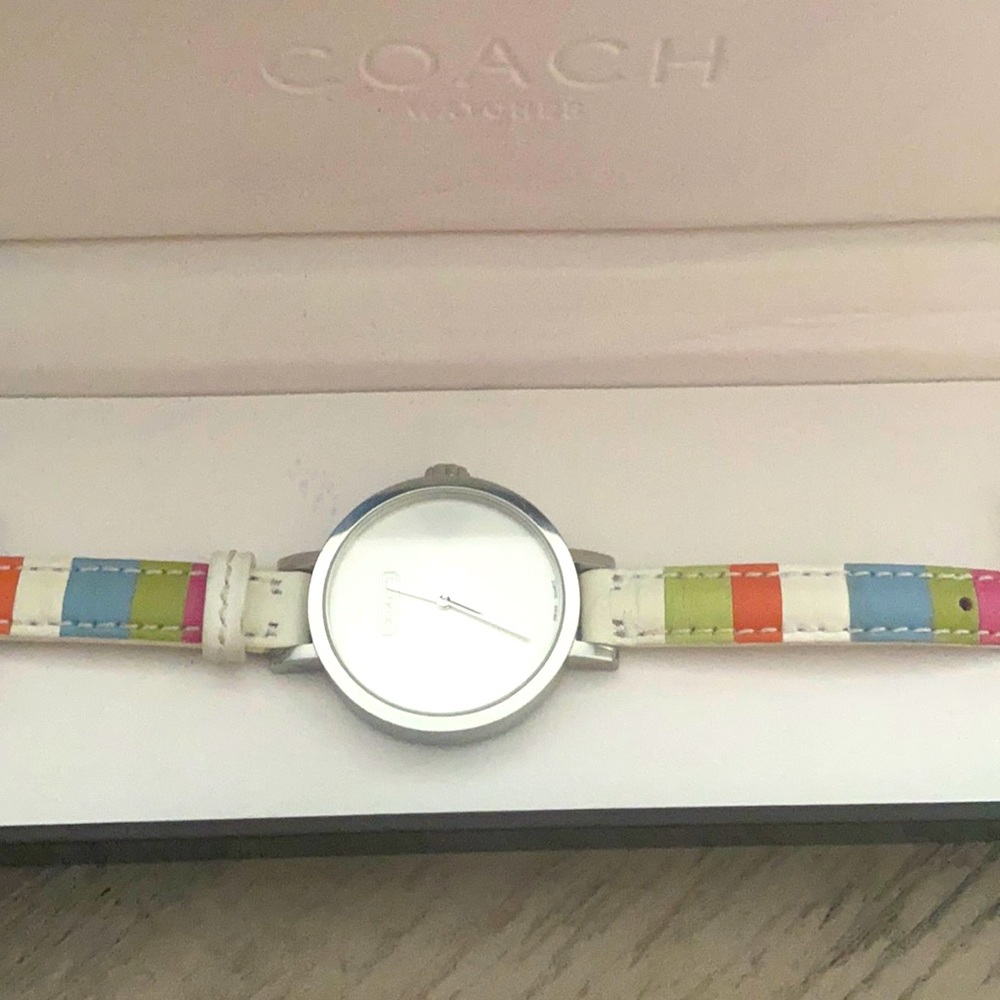 Coach  minimalist multi strip leather band watch